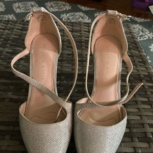 Sparkly silver dress pumps worn x1